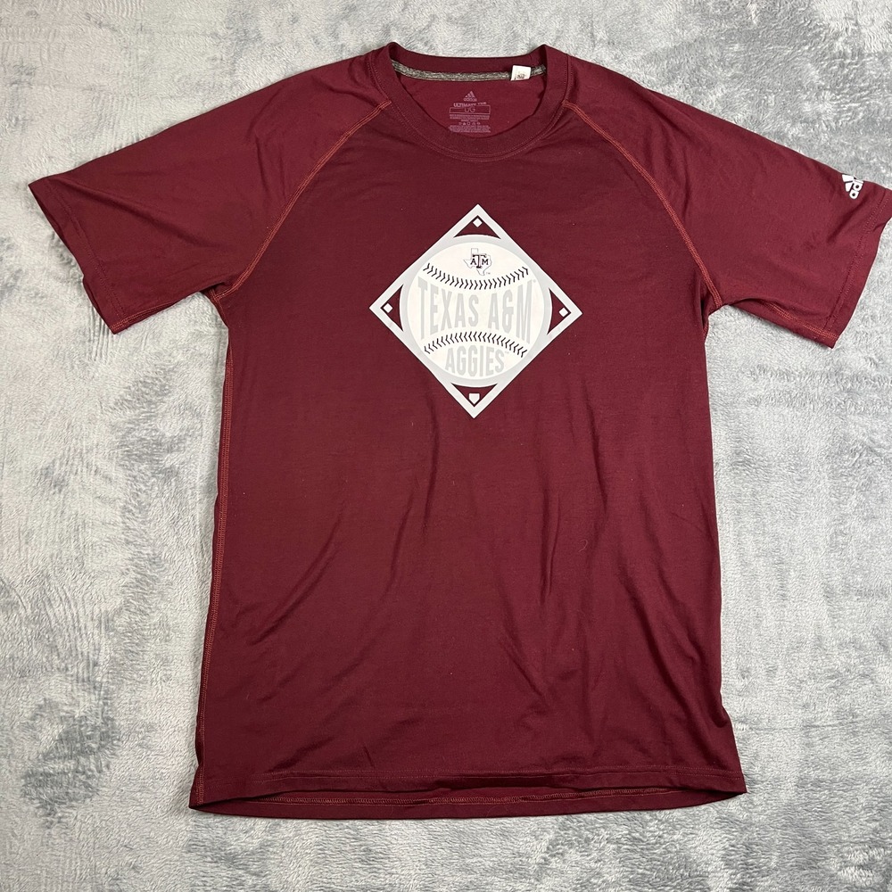 Adidas Ultimate Tee Shirts Mens Large Red Texas A&m Aggies Baseball NCAA Graphic
